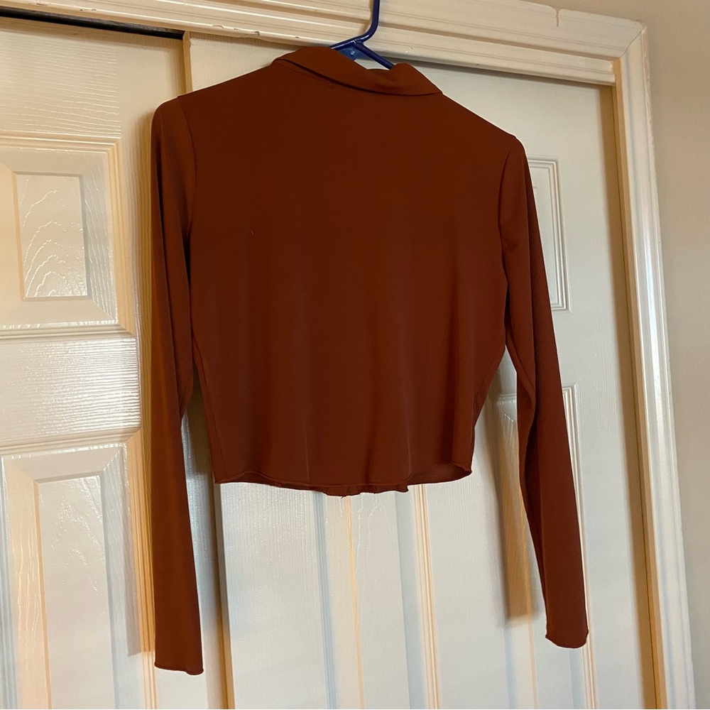 Altar'd State Rust Button-Down Crop Top - Picture 2 of 5